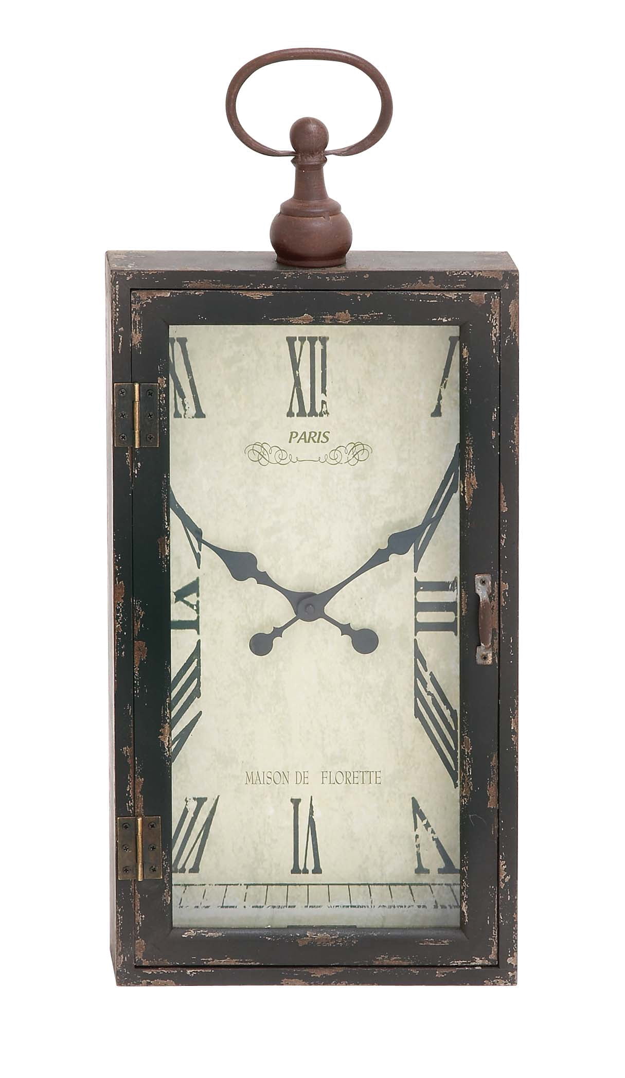 Decmode Farmhouse 28 x 12 Inch Rectangular Black Vintage Wall Clock