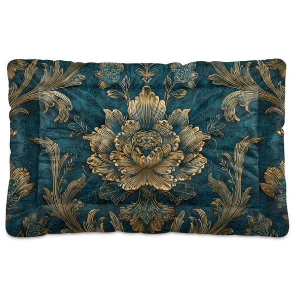 Cozy Mat Pet Bed Indoor Outdoor Warm Soft For Cat Dog Puppy(S/M) Dark Blue and Gold