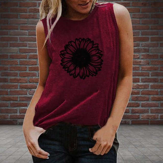 EGNMCR Camisoles pour Femmes Mode Débardeur d'Été pour Femmes à Imprimé de Lettres Sans Manches T-shirt Décontracté