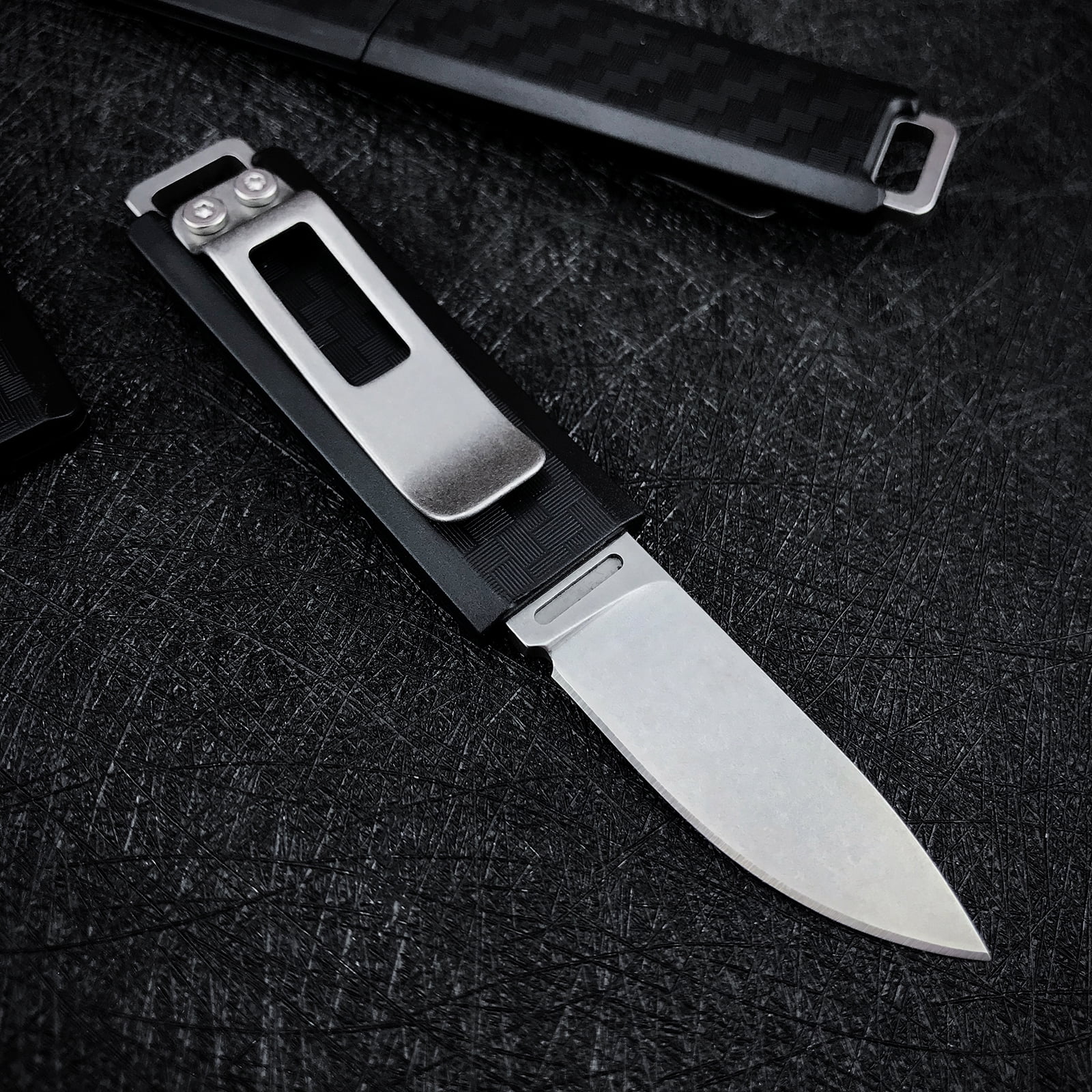 Mini Utility Knife, Compact Pocket Knife with Sheath, Fixed Blade Knife for Cutting Cartons, Packaging and Gift Collections (Black)