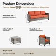 thumbnail image 5 of ODELIO 4‑Piece All‑Weather Wicker Patio Furniture Set, Outdoor Conversation Set with LED Lighted Coffee Table, Orange-red Cushions for Backyard Porch Garden, 5 of 9