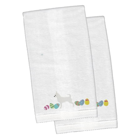 Chihuahua Easter White Embroidered Plush Hand Towel Set of 2