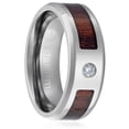 thumbnail image 3 of Mens Wedding Band in Titanium 8MM with Wood Inlay and Round Cut CZ Stone, 3 of 4