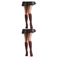 thumbnail image 4 of Sonducket 1 par de calcetines a rayas hasta la rodilla con arcoíris, elasticidad, fáciles de combinar, apariencia de moda, medias Rojo verde rayado 2Conjunto, 4 of 6