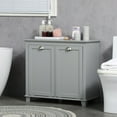 thumbnail image 2 of Tilt-Out Laundry Sorter Cabinet, Bathroom Storage Organizer with 2 Compartments, Laundry Hamper with Anti-Tipping Design for Bathroom, Bedroom, Grey, 2 of 7