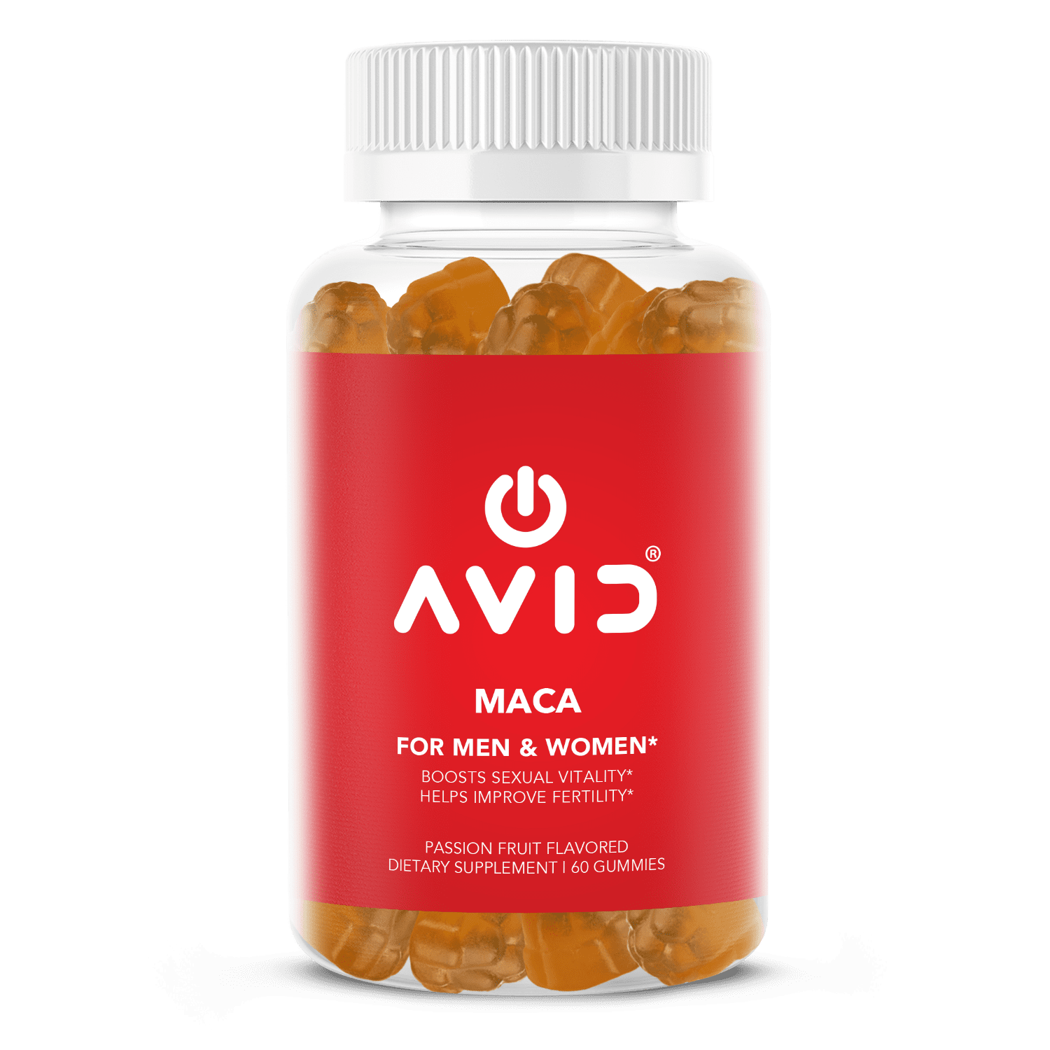Avid Maca Root Gummies Natural Supplement for Vitality & Fertility Support, 60-Count
