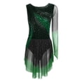 thumbnail image 3 of Doomiva Women's Long Sleeve Figure Ice Skating Dress Shiny Rhinestone Ballet Skirted Leotard Dresses Dark Green M, 3 of 5