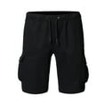 thumbnail image 3 of Atogsazn Mens Cargo Shorts Casual Elastic Waist Shorts Loose Solid Color Straight Leg Short Pants A-Black M on Clearance, 3 of 8