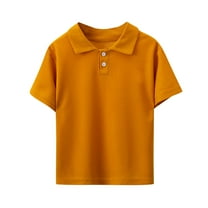 Lmnyox Short Sleeve Cotton Shirts Kids Solid Color Golf Shirts Summer Casual Collared Button Tennis Sport Tops