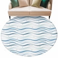 thumbnail image 6 of Blue Stripes Round Rug 7ft Washable Circle Rugs Non Slip Modern Gradient Abstract Ocean Waves Lines Large Area Rug Indoor Floor Carpet for Bedroom Kitchen Living Room Home Office Dining Room Nursery, 6 of 8