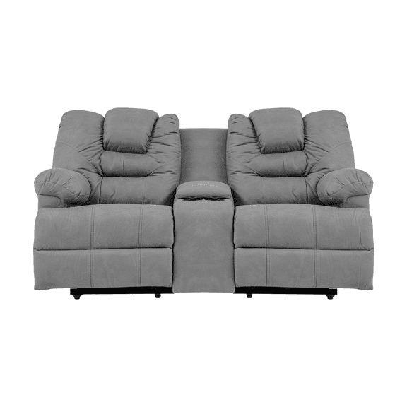 Sofá Reclinable Ferrata para 2 personas con porta vasos, Atlas del Descanso, Gris