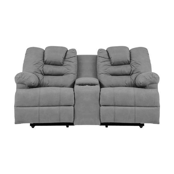 Sofá Reclinable Ferrata para 2 personas con porta vasos, Atlas del Descanso, Gris