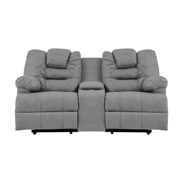 Sofá Reclinable Ferrata para 2 personas con porta vasos, Atlas del Descanso, Gris