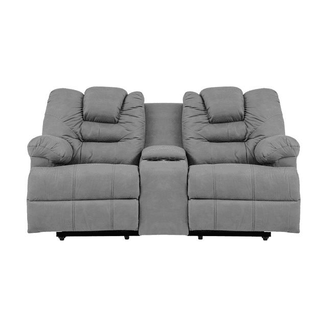 Sofá Reclinable Ferrata para 2 personas con porta vasos, Atlas del Descanso, Gris