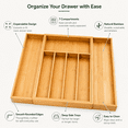 thumbnail image 3 of PLERISE Premium Bamboo Drawer Organizer, Expandable Silverware Drawer Organizer, Cutlery Tray with Dividers for Kitchen Utensils (Natural, Large), 3 of 7