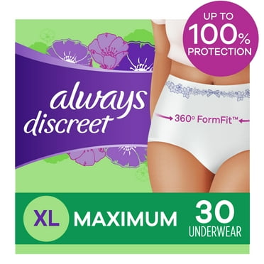 Always Discreet Incontinence Underwear for Women Maximum Absorbency, XL, 30 Ct