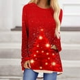 thumbnail image 2 of biudgviw Christmas Long Sleeve Shirts for Women Print Crew Neck Tunic Tops Comfy Soft Curved Hem Blouses Festival Party Outfits, 2 of 5