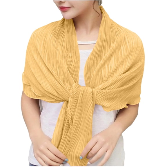 AHMOMEI Elegant Pleated Chiffon Shawl, Lightweight Shoulder Wrap Scarf for Evening Dresses, Weddings & Formal Events (Brown)