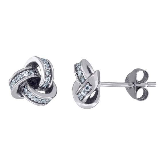 925 Sterling Silver Womens Cubic Zirconia Love Knot Stud Earrings 8.6mm Wide Stud Earring for Women