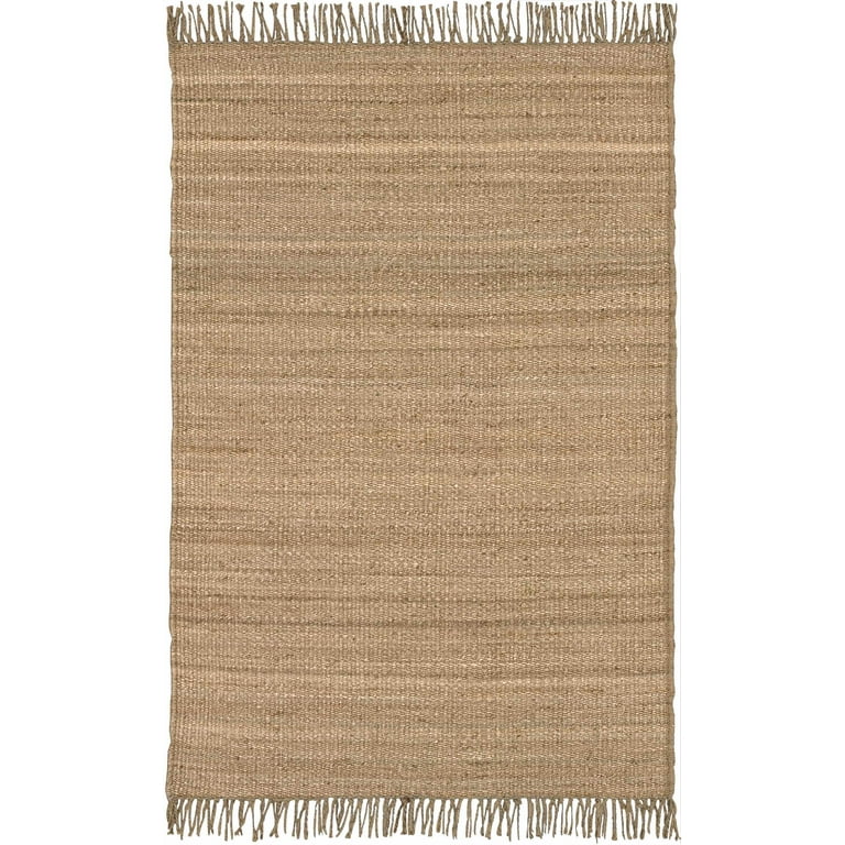 Hauteloom Ambel Jute Rug - Natural Fiber Area Rug - Natural Farmhouse Look  Carpet - Rattan Wicker Look Carpet - Brown - 5' x 7'6