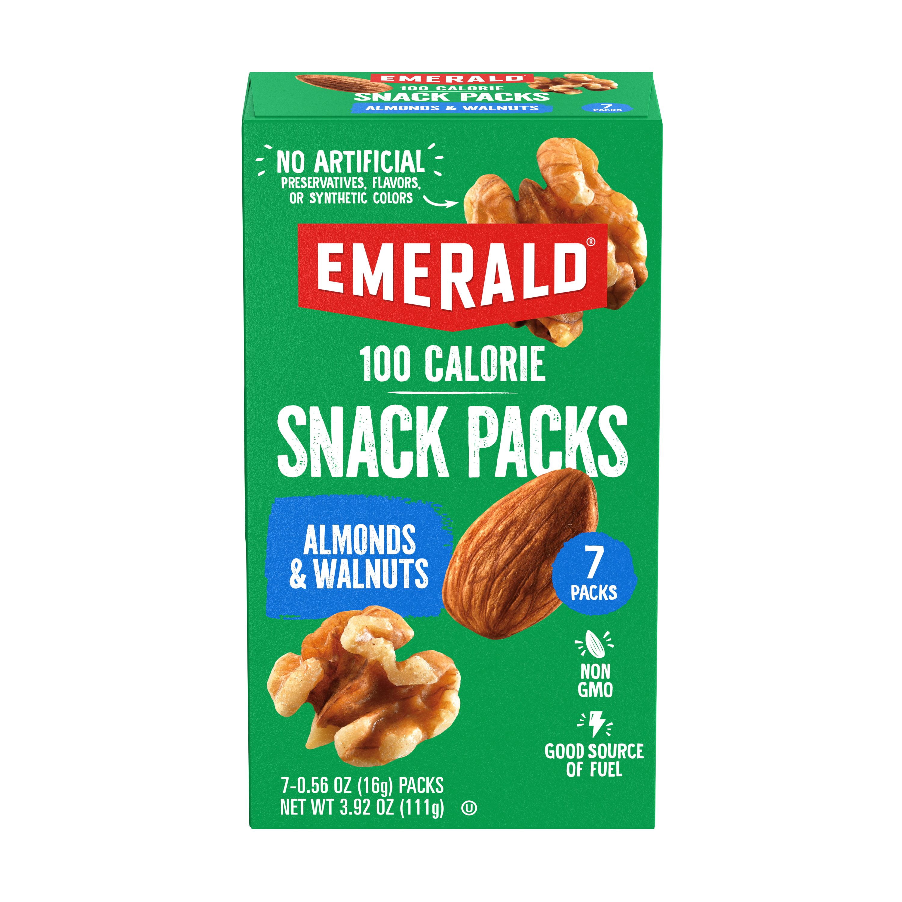 Emerald Nuts, Natural Walnuts & Almonds, 100 Calorie Packs, 7 Ct, 3.92 oz (Pack of 2)