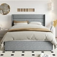 thumbnail image 3 of Einfach Queen Size Lift up Platform Storage Bed Frame with Fabric Upholstered Wingback Panel Headboard, Blue Gray, 3 of 10