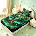 thumbnail image 4 of Homewish Astrology Tree Of Life Twin Sheets,Nature Boho Aesthetic Bedding,Green Gold,3pcs,1 Flat Sheet,1 Fitted Sheet and 1 Pillowcase, 4 of 6