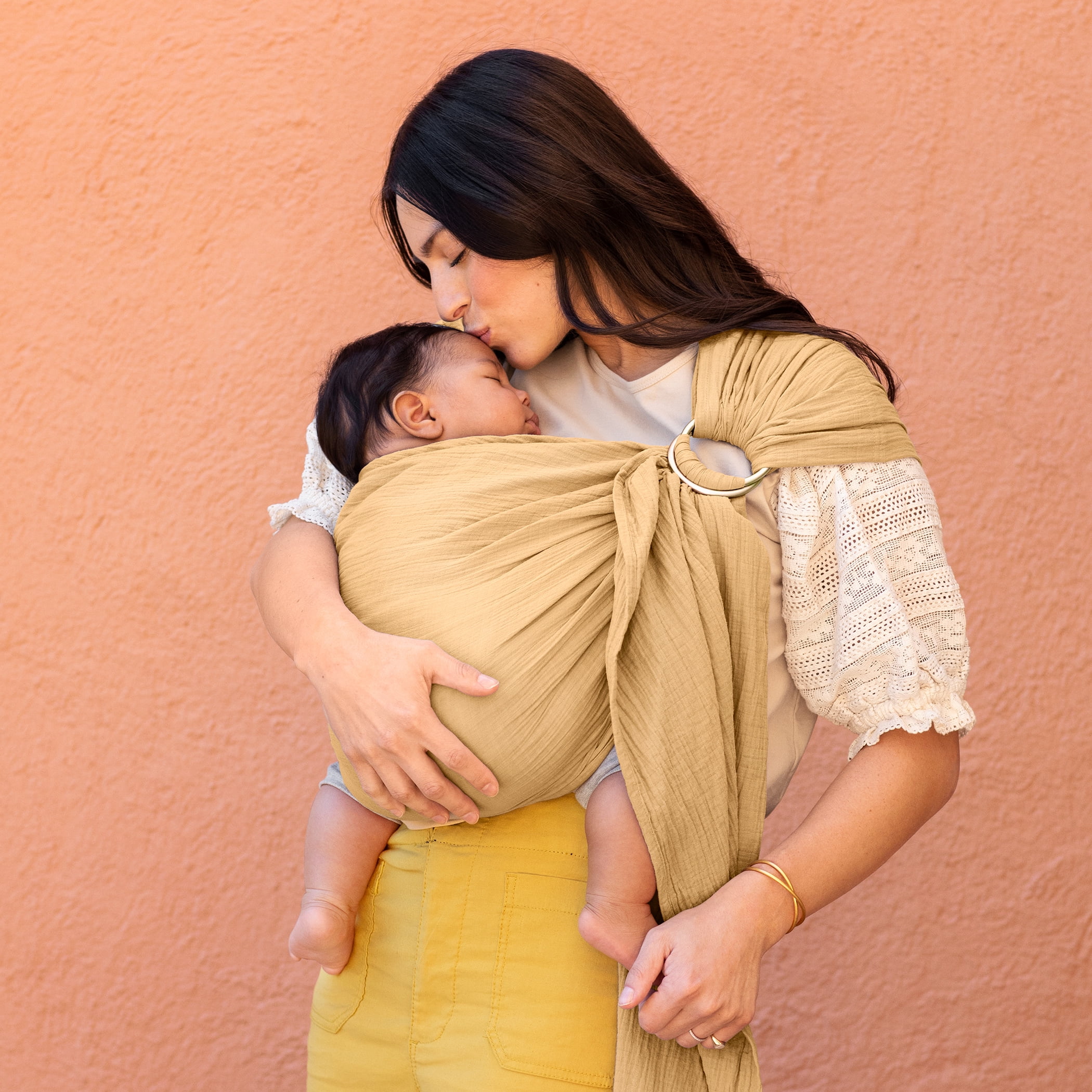 Moby Wrap Ring Sling Baby Carrier in Saffron