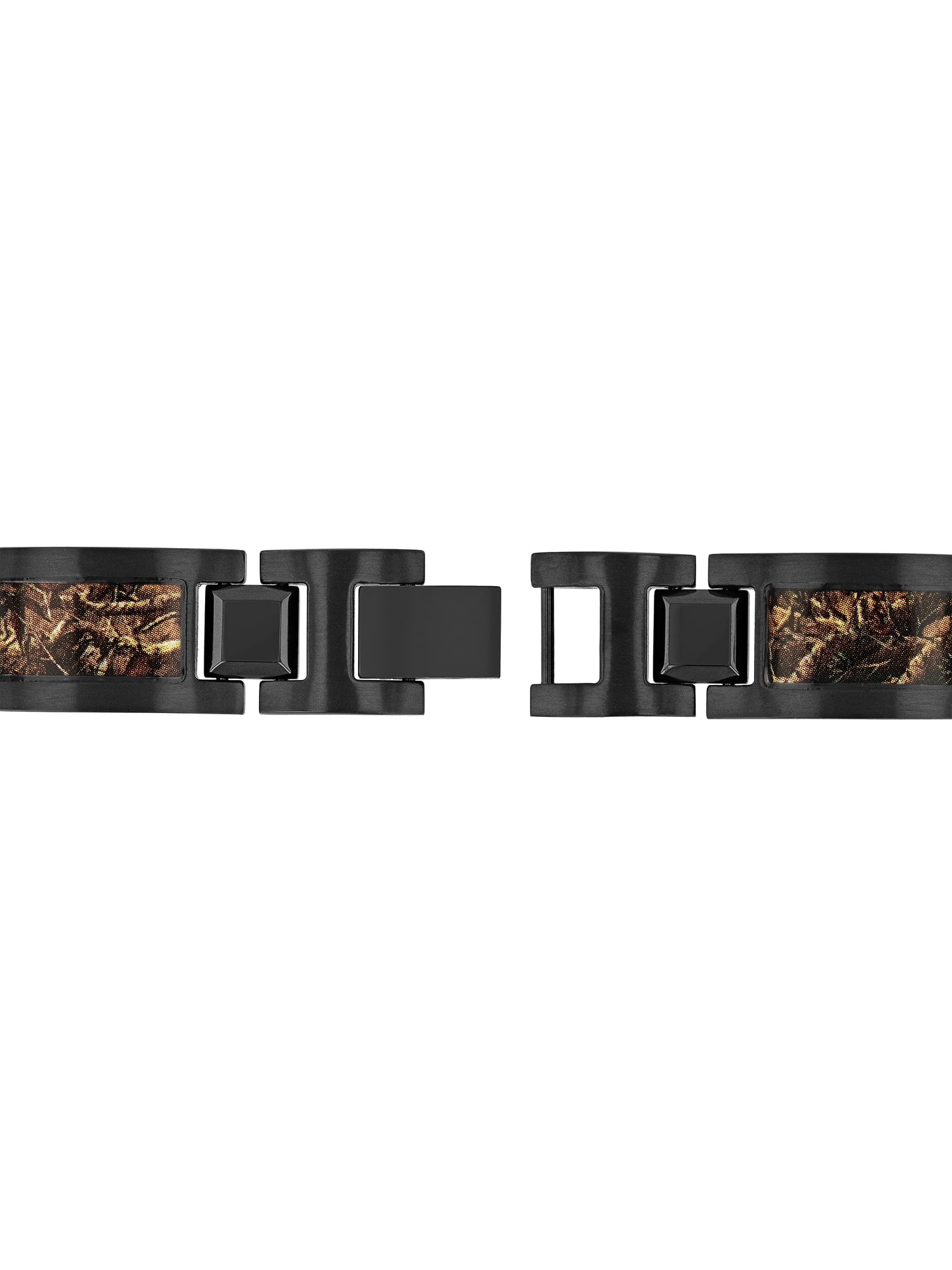 Men's Black Stainless Steel & Brown Camo Link 8.5
