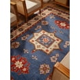 thumbnail image 3 of Rugsotic Carpets Hand Knotted Afghan Rugs Rectangle 6'x9' Aqua White Silk-Wool for Indoor Use, 3 of 11