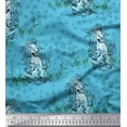 thumbnail image 1 of Soimoi polyester Crepe Fabric Clover Grass & Lion Animal Print Fabric by Yard 52 Inch Wide, 1 of 3