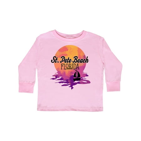 

Inktastic St. Pete Beach Florida Sunset Gift Toddler Toddler Girl Long Sleeve T-Shirt