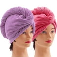 thumbnail image 1 of Toalla para el cabello de 2 piezas, toalla para secador de cabello, envoltura de microfibra, toalla de microfibra súper absorbente para el cabello, secado rápido, con botón de diseño, 1 of 4
