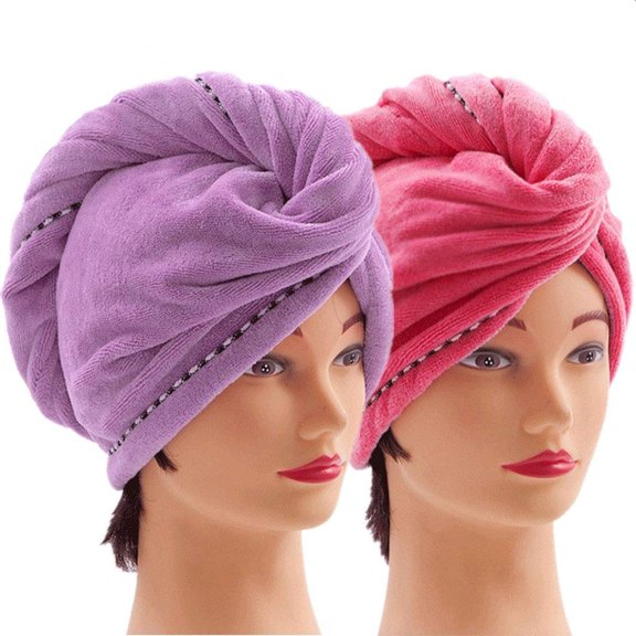 Towel hair 2-piece, hair dryer towel, microfiber wrap, super absorbent microfiber towel hair, quick drying, with design button