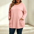 thumbnail image 6 of Plus Size Tops Nelozsy Fashion Women's Casual Solid Color Loose Long Sleeve Round-neck Oversize Shirt Pink XXXXXL, 6 of 9