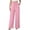 Pink, variant on Women's Solid Cotton Linen Pants, High Waisted Wide Leg Trousers with Button Detail and Split Hem, Casual Summer Pants with Pockets