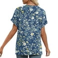 thumbnail image 4 of V Neck Tops for Women Dressy Casual Floral Printed Short Sleeve Blouses Summer Basic Loose Fit Tunic T Shirts (2XL, Multicolor 2), 4 of 6