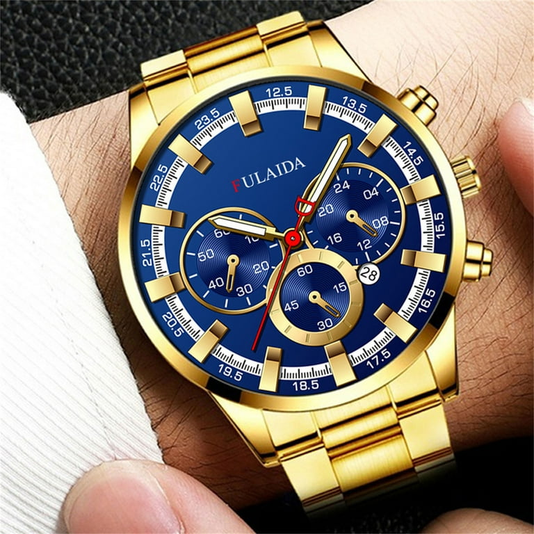 Men s Watch with Velcro Strap Men s Smart Waterproof Watches Men s Watches Luxury Fashion Sport Men s Stainless Steel Case Steel Band Quartz Analog Wrist Watch Walmart