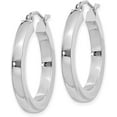 thumbnail image 2 of 14k White Gold 3.2mm Polished Square Tube Hoop Earrings - 25mm, 2 of 6