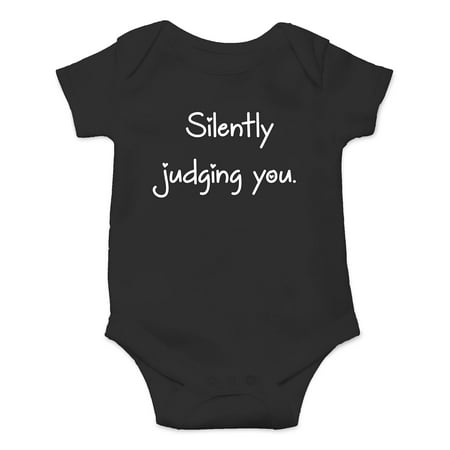 

Silently Judging You - Boss Baby Sarcasm - Funny Cute Infant Creeper One-Piece Baby Bodysuit (Black 6 Months)