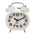 thumbnail image 1 of Alarm Clock Non-Tick Sweeper Bedroom Glass Mirror with Exquisite Appearance Wear-resistant Timepiece Round Double Bell Metal Desktop Clocks Decoration Table Bells White, 1 of 9