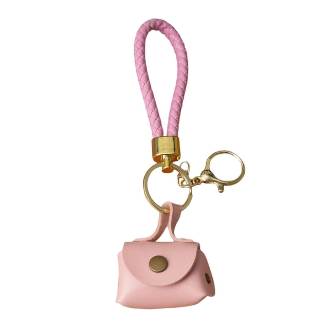 Hioecau Mini Dumpling Coin Purse Keychain with Security Snap Detachable Wrist Strap Faux Leather Waterproof Compact Bag Key Holder