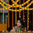 thumbnail image 4 of CxhicLuv Marigold Flower Garland, 1.5m Day of the Dead Hanging Decorations, Indian Wedding & Diwali Ornaments, Faux Marigold String Lights for Halloween, Christmas & Party Décor, 4 of 4