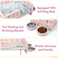 thumbnail image 3 of Small Dog Bed with Cushion & Bowls, Plastic Pet Bed for Puppies and Small Dogs, Raised Puppy Bed with Removable Soft Pad, Indoor Dog Bed with Double Food & Water Bowls, Pink, 3 of 7