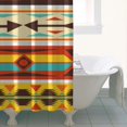 thumbnail image 5 of Small Stall Narrow Shower Curtain 36"W x 72"L – Tropical Bohemian Leaves, Mid-Century Abstract Boho Botanical Bathroom Decor, Vintage Floral Palm Leaf Pattern, Rustic Tribal Folk Style, 5 of 5