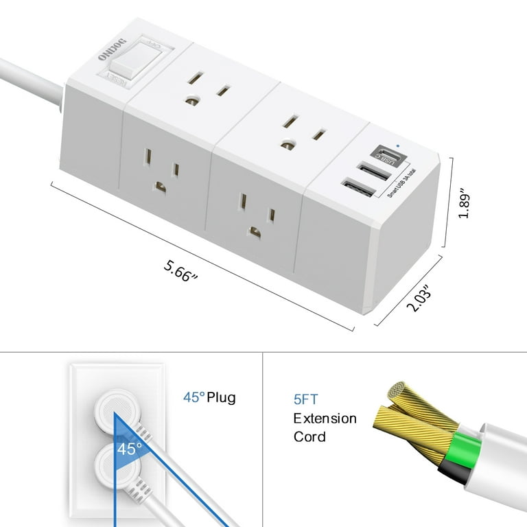 6-Outlet Power Strip with 3 USB Ports and 5-Foot Cord photo 5