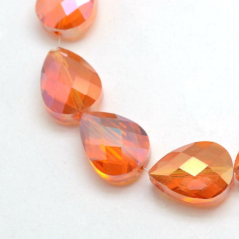 5 Strand Electroplate Crystal Glass Teardrop Beads Strands Faceted Color Plated Mixed Color 18x13x9mm Hole: 1mm about 40pcs/strand 28.3 inch