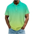 thumbnail image 2 of Zylanna Men's Polo Shirts, Fashionable Short Sleeve with Gradient Color Turndown Collar Tee Shirts for Man Brown Size 2XL, 2 of 5