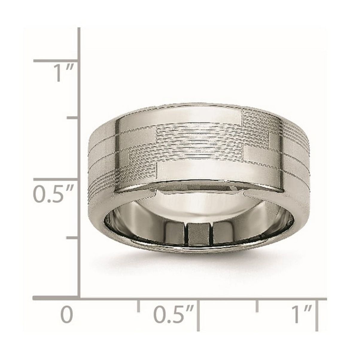 Stainless Steel Polished Textured Ring Size 12 Ring for Women