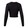 thumbnail image 3 of FashionMille Women Regular Slim Fit V-Neck Crop Top Long Sleeve Pullover Cable Knitted Sweater Top, 3 of 5